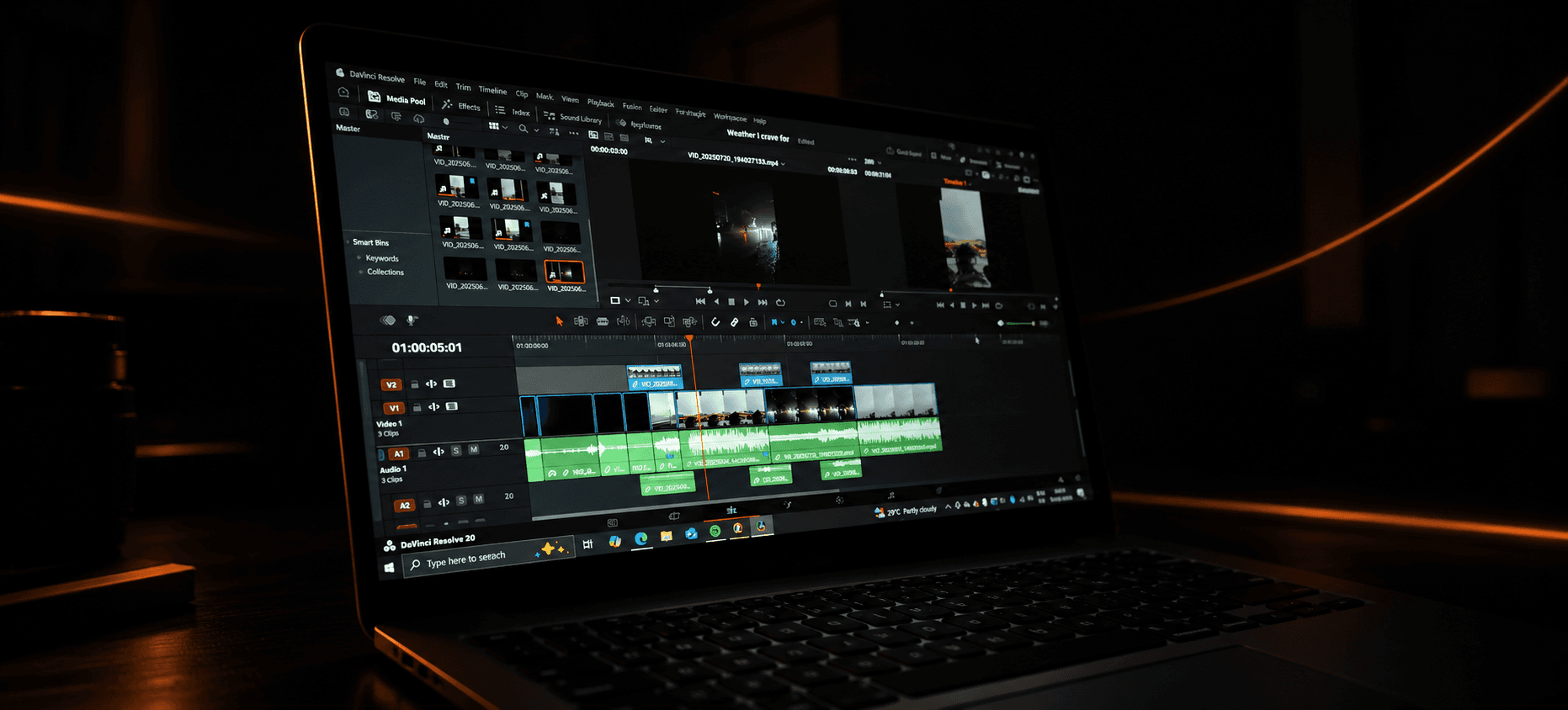 Timeline de edição do vídeo em software profissional