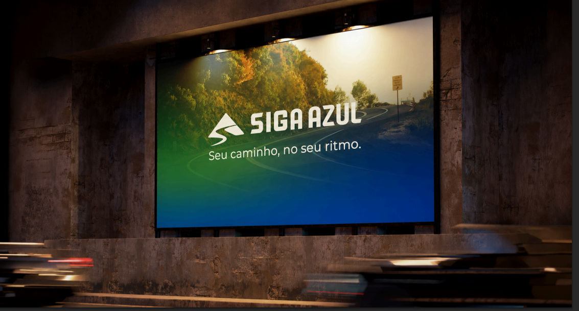 Painel digital com a assinatura Seu caminho, no seu ritmo